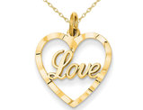 Heart Shaped LOVE Pendant Necklace in 14K Yellow Gold